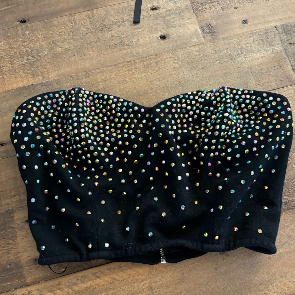 Pins & needles iridescent crystal tube top
